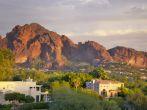Camelback Mountain in Scottsdale and Phoenix,Arizona at sunset.