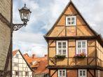 Half-timbered house in Quedlinburg, East Germany. 