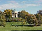 The Monopteros in Englischer Garten in Munich on a sunny day in fall.