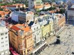 Aerial view of a Ban Jelacic Square in Zagreb , Croatia
