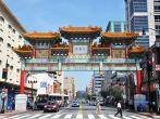 The Friendship Archway spanning H Street in the heart of Chinatown in Washington DC, USA.
