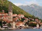 Beautiful landscape with mediterranean town - Perast, Kotor bay, Montenegro; 