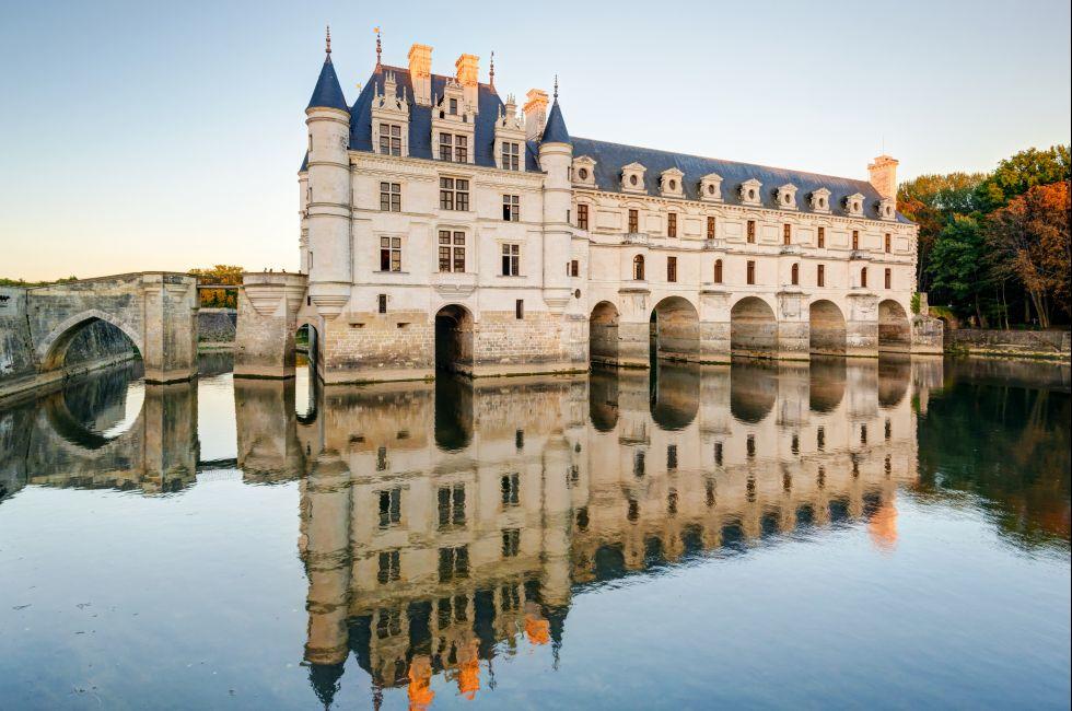 The Chateau de Chenonceau, France. This castle is located near the small village of Chenonceaux in the Loire Valley, was built in the 15-16 centuries and is a tourist attraction.; 