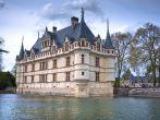 Azay-le-Rideau castle, Loire Valley, France. This castle was built in the XVIth century on an island among the Indre river.; 