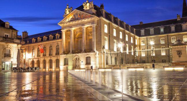 Liberation Square and the Palace of Dukes of Burgundy in Dijon, France.