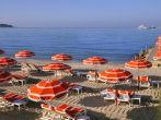 Sunshades on the beach from Juan les Pins on the French riviera.