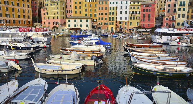 glimpse of Camogli, Genoa, Italy;  
