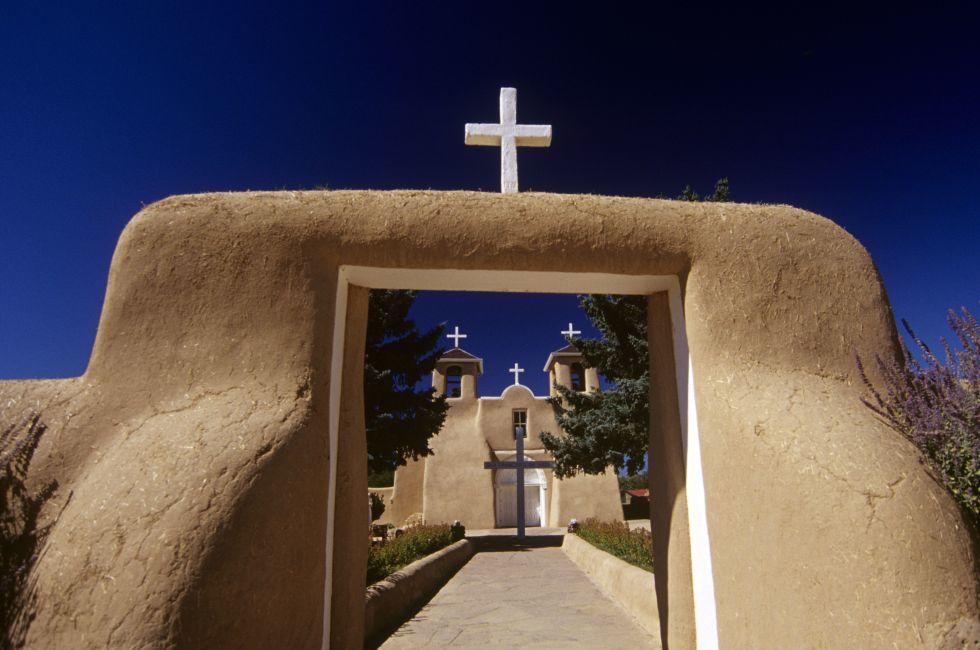 Entry to St. Francis de Asis Mission in Ranchos de taos, New Mexico;