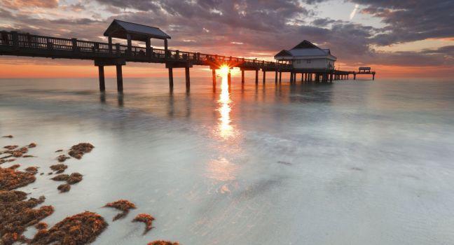 Clearwater Beach Florida, sunset with pier 60 in view.