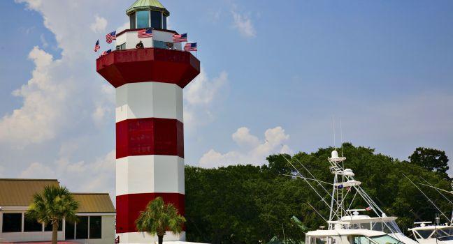 Lighthouse in Harbor Town on Hilton head Island.