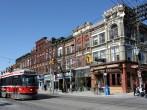Toronto has one of North America's best preserved collection of Victorian architecture. These shops are on Queen Street West, an artistic neighborhood.