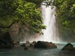 Celestial blue waterfall in Costa Rica; 