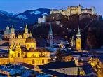 a city view of the city of salzburg in austria .. city and fortress hohensalzburg; 