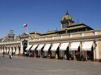 SANTIAGO, CHILE - OCTOBER 17, 2013: Unidentified people walk in front of the Central market of Santiago city on October 17, 2013 in Santiago, Chile.
