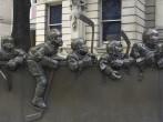 TORONTO - APRIL 22: Bronze sculpture entitled 'our game' by Ontario artist Edie Parker, located outside the Hockey Hall of Fame on April 22 2012 in Toronto, Canada.;
