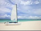 Catamaran on a beautiful Caribbean beach.