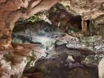 Interior of the limestone caves known as the Conch Bar Caves on the island of Middle Caicos in the Turks and Caicos Islands.  Dripping water has caused pools and mineral leaching. 