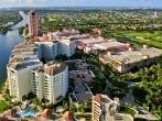 overhead view of lakefront district of boca raton florida looking southward; 