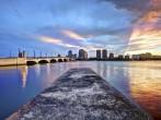 West Palm Beach Florida at sunset.;