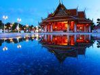 Marble temple at twilight with reflection in a water; Shutterstock ID 117044629; Project/Title: cover spines and back images; Downloader: min yoon
