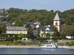 The river Rhine at Remagen (Germany, Rhineland-Palatinate, County Ahrweiler) taken at a sunny day with a cloudless blue sky. Photo taken on: August 31st, 2015 