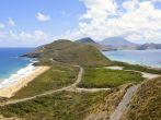 panoramic view of st kitts with nevis in background; 