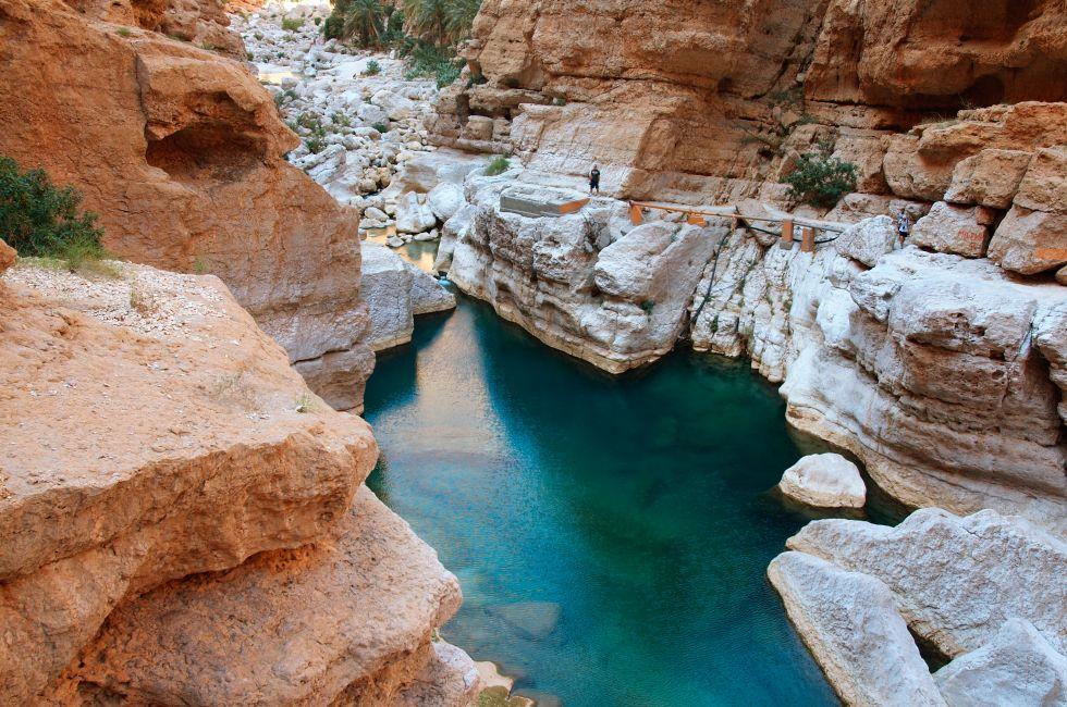 Hike in the Wadi Shab, Oman.