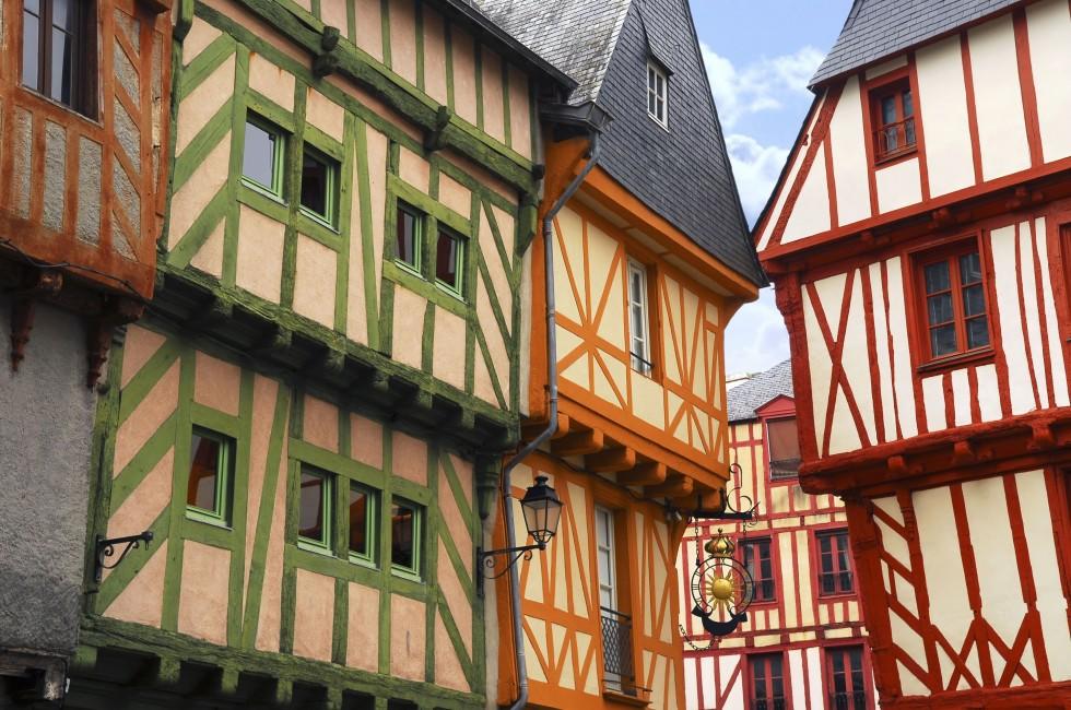 Colorful medieval houses in Vannes, Brittany, France