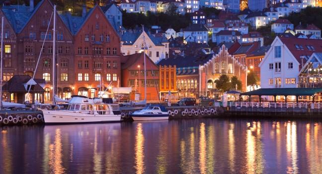 Scenery of Bryggen in Bergen, Norway;