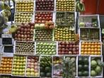 fruit stall on footpath, mumbai, india.