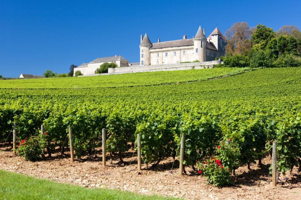 Chateau de Rully with vineyards, Burgundy, France; 