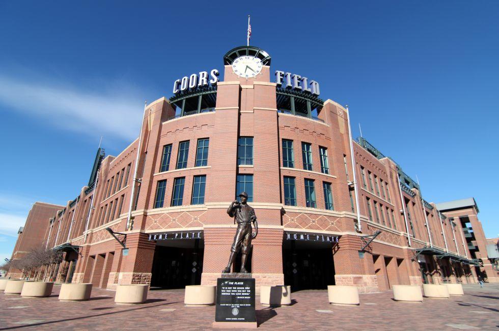 This is a view of Coors Field, where the Colorado Rockies play major league baseball in Denver, Colorado.