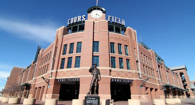 This is a view of Coors Field, where the Colorado Rockies play major league baseball in Denver, Colorado.