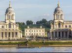 View of Old Royal Naval College (UNESCO World Heritage Site) at sunset, Greenwich, London, UK.