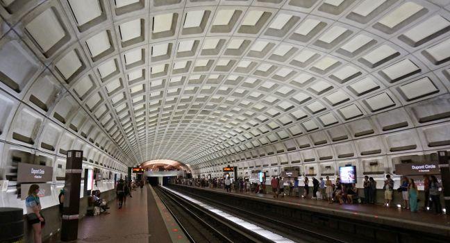 Photo of dupont circle metro stop in washington dc on 6/7/14. This station features beautiful architecture.