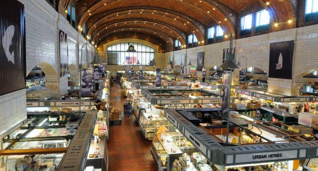 CLEVELAND, OH - JUNE 27: The famed West Side Market in Cleveland, Ohio, celebrating 100 years of continuous operation in 2012, opens for business in the early morning of June 27, 2012.
