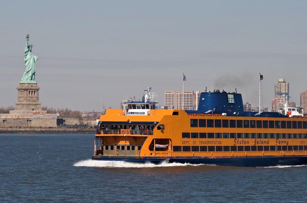 The Staten Island Ferry leaves Manhattan, March 6, 2012 in New York. It has been a municipal service since 1905, and currently carries over 21 million passengers annually.
