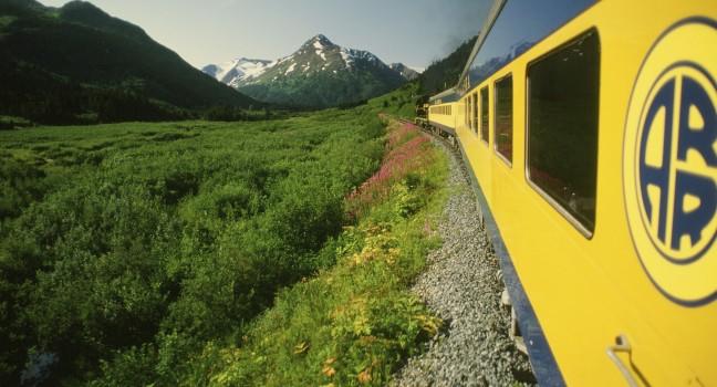 Train, Mountain, Denali National Park, Alaska, USA