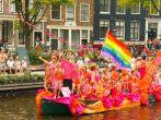 Amsterdam, Netherlands - August 2, 2014:  participants in the annual event for the protection of human rights and civil equality - Gay Pride.