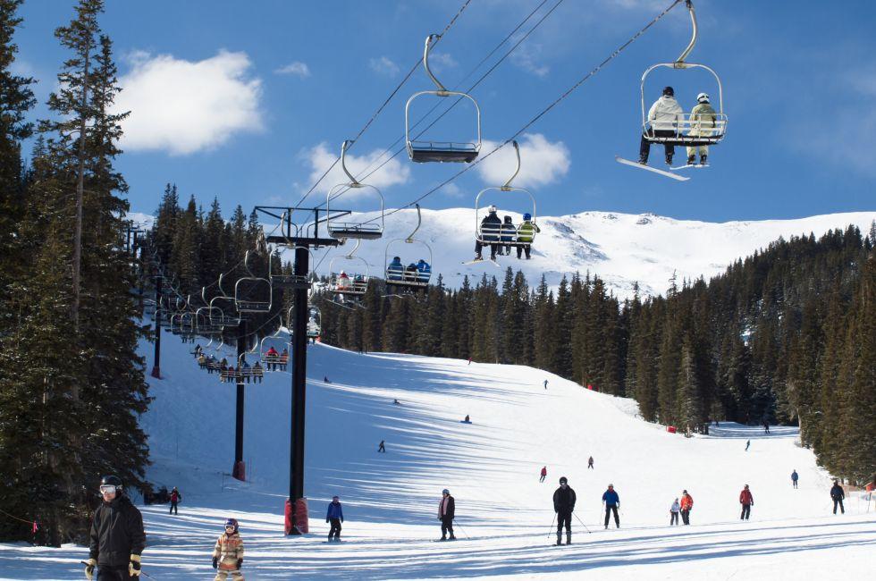 Skiing at Loveland Basin, Colorado.