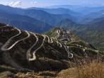 Curvy roads on Old Silk Route, Silk trading route between China and India, Sikkim