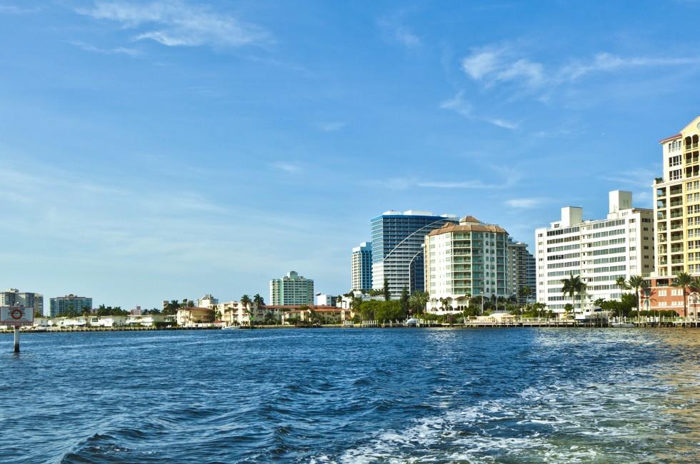 skyline of Fort Lauderdale from the canal; Shutterstock ID 86600539; Project/Title: Fodor's Florida; Downloader: Melanie Marin