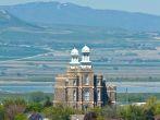 View of Logan Utah Temple of The Church of Jesus Christ of Latter-day Saints.