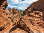 Beautiful variety of mountains and unique rocks in Arches National Park