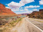 Scenic Utah Highway 128 Along Colorado River. Moab, Utah, United States.