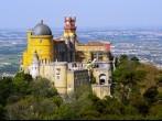 Aerial view of the Pena Palace in Sintra National Park, Portugal; 