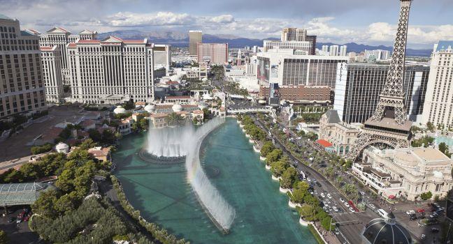 LAS VEGAS, NEVADA - OCT 6: Bellagio, Caesars Palace, Paris and other resorts on the strip on October 6, 2011 in Las Vegas, Nevada. Vegas has 147,611 hotel rooms with a average daily rate of $106.; Shutterstock ID 86214187; Project/Title: 10 Places Where Su