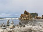 Stacked stones on Ruby beach, Forks, Washington, United States