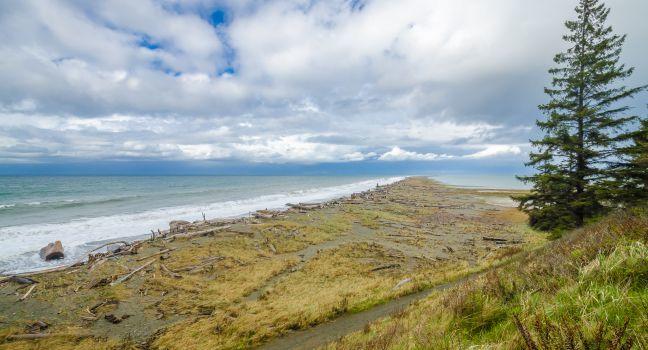 Fragment of ocean view from Port Angeles Waterfront Trail in Olympics park, Washington, USA