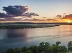 sunset over Moses Lake in state  Washington; 